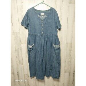 Vintage Ms. Conduct California Womens Short Sleeve Denim Dress 14 Made in USA